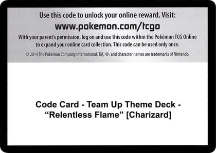 Code Card - Team Up Theme Deck - "Relentless Flame" [Charizard], SM - Team Up P266548
