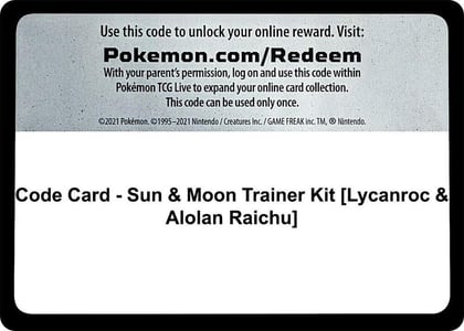 Code Card - Sun & Moon Trainer Kit [Lycanroc & Alolan Raichu], SM Trainer Kit: Lycanroc & Alolan Raichu P693648