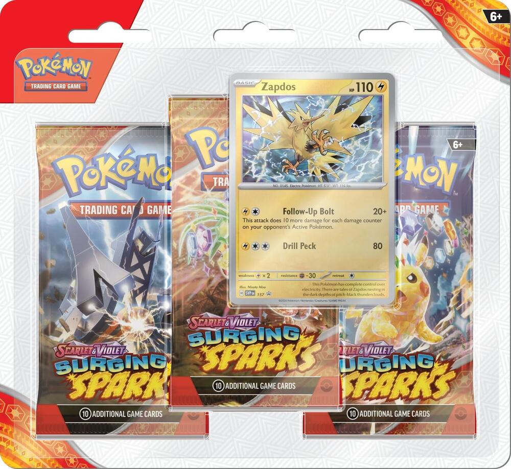 Surging Sparks 3 Pack Blisters [Zapdos], SV08: Surging Sparks P565634