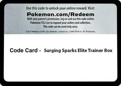 Code Card - Surging Spark Elite Trainer Box, SV08: Surging Sparks P598075