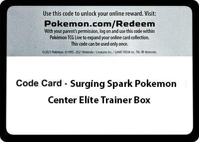 Code Card - Surging Sparks Pokemon Center Elite Trainer Box, SV08: Surging Sparks P602788
