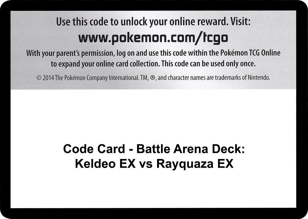 Code Card - Battle Arena Deck: Keldeo EX vs Rayquaza EX, XY - Steam Siege P257541