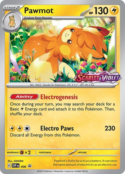 Pawmot - 006 (Prerelease) [Staff], SV: Scarlet & Violet Promo Cards 006