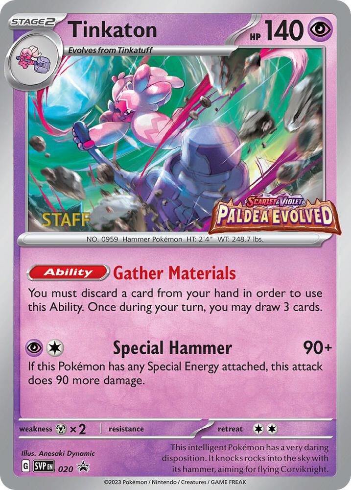 Tinkaton - 020 (Prerelease) [Staff], SV: Scarlet & Violet Promo Cards 020