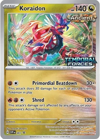 Koraidon - 091 (Prerelease) [Staff], SV: Scarlet & Violet Promo Cards 091