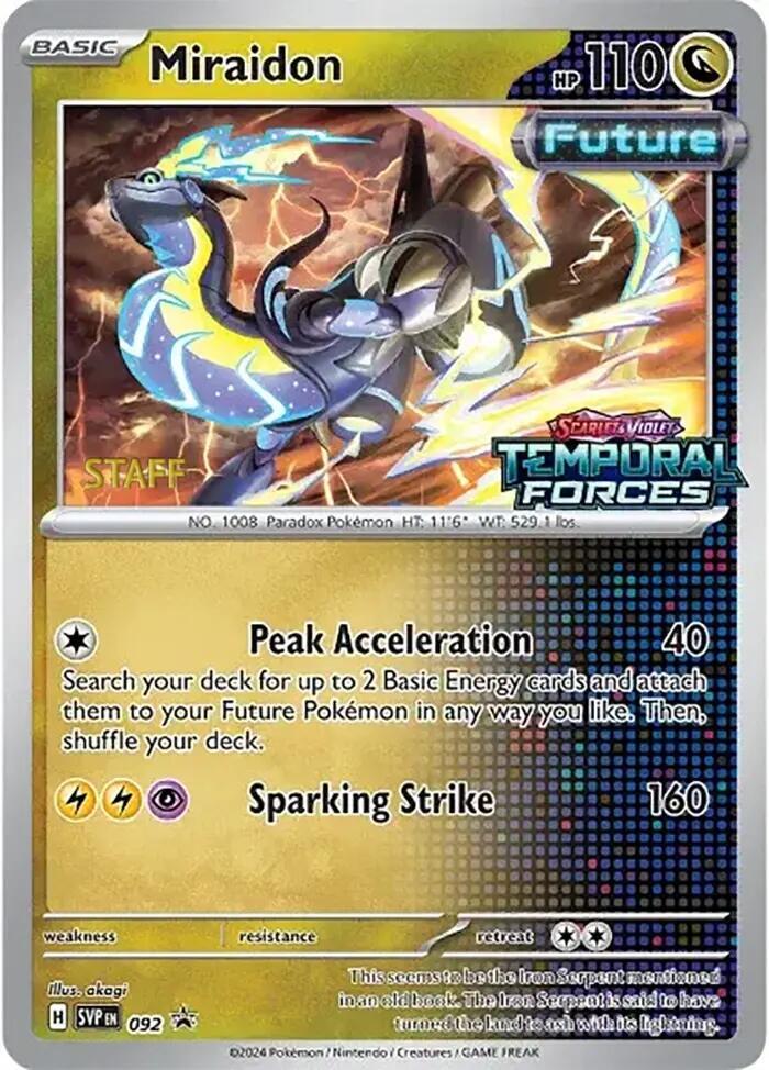 Miraidon - 092 (Prerelease) [Staff], SV: Scarlet & Violet Promo Cards 092