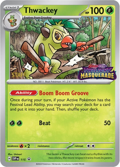 Thwackey - 115 (Prerelease) [Staff], SV: Scarlet & Violet Promo Cards 115