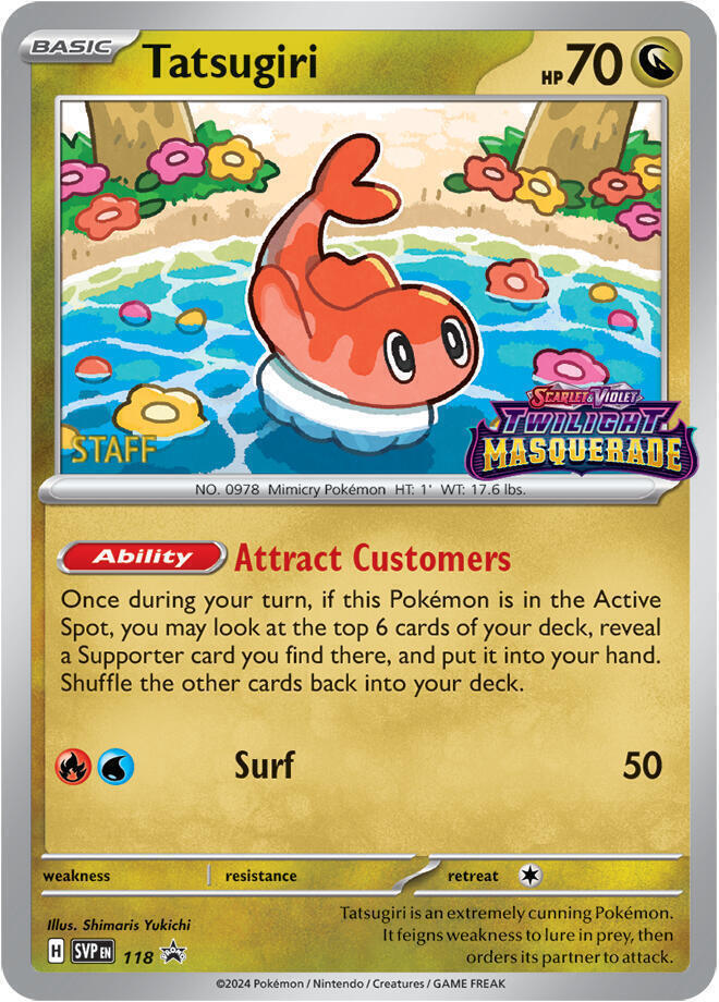Tatsugiri - 118 (Prerelease) [Staff], SV: Scarlet & Violet Promo Cards 118