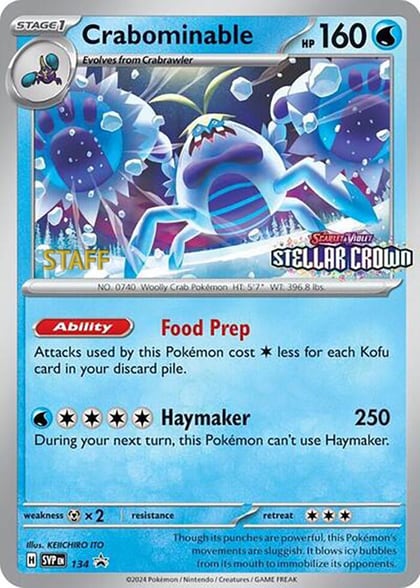 Crabominable - 134 (Prerelease) [Staff], SV: Scarlet & Violet Promo Cards 134/142