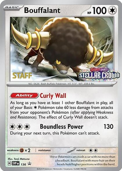 Bouffalant - 136 (Prerelease) [Staff], SV: Scarlet & Violet Promo Cards 136