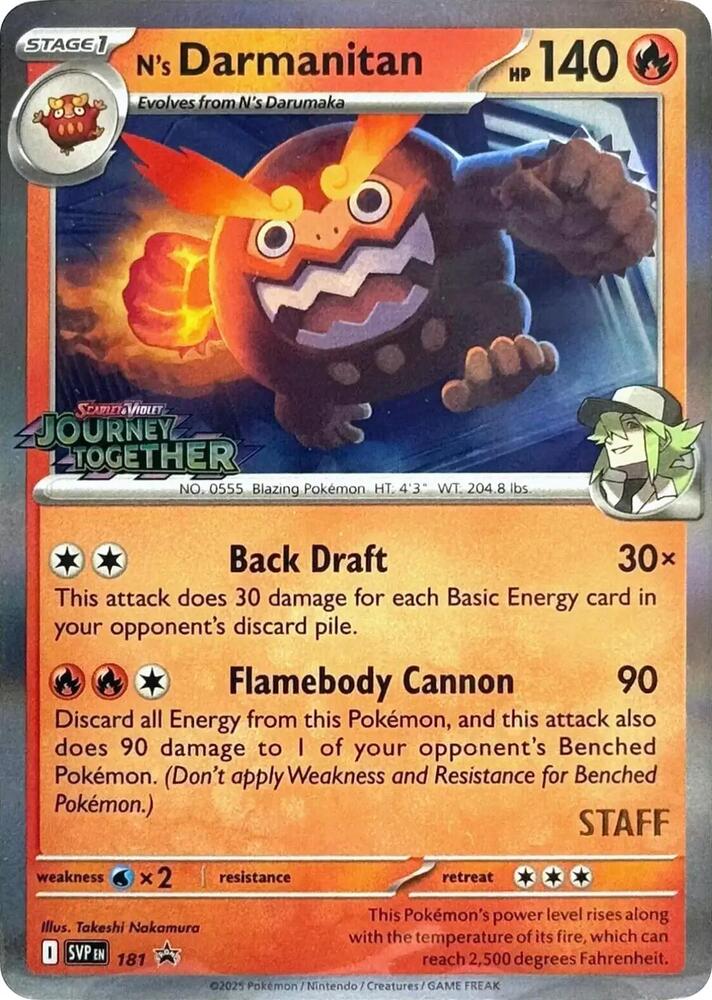 N's Darmanitan - 181 (Prerelease) [Staff], SV: Scarlet & Violet Promo Cards 181