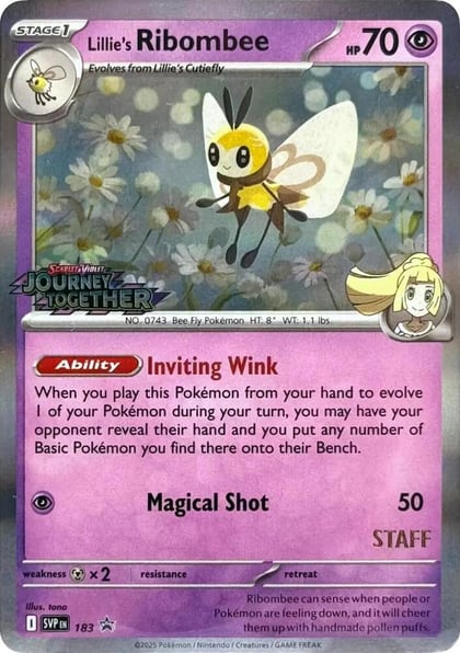 Lillie's Ribombee - 183 (Prerelease) [Staff], SV: Scarlet & Violet Promo Cards 183