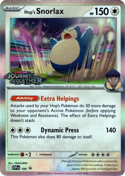 Hop's Snorlax - 184 (Prerelease), SV: Scarlet & Violet Promo Cards 184