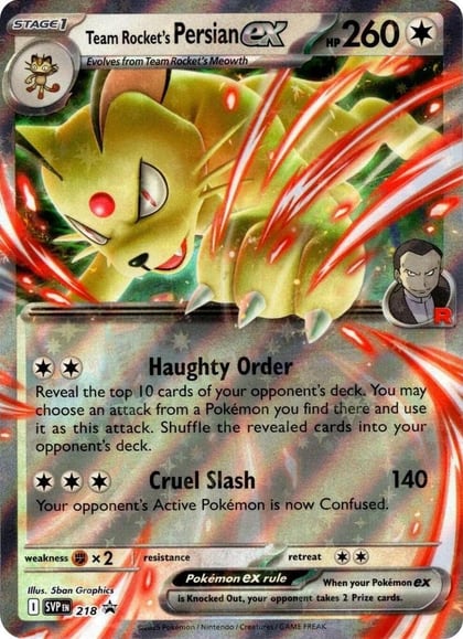 Team Rocket's Persian ex - 218, SV: Scarlet & Violet Promo Cards 218