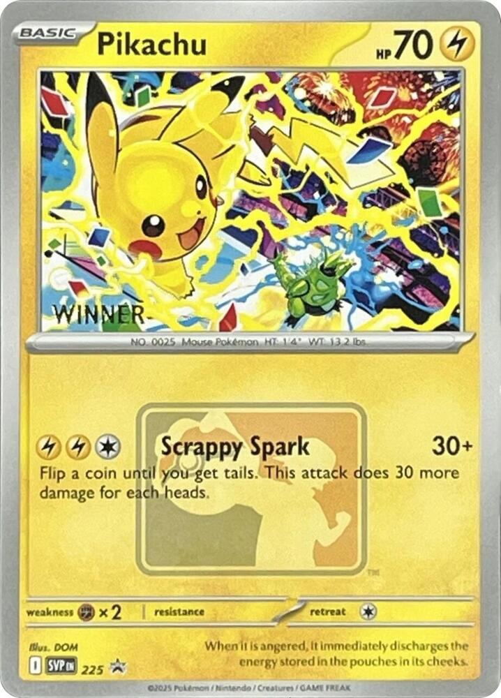 Pikachu - 225 (World Championship 2025) [Winner], SV: Scarlet & Violet Promo Cards 225