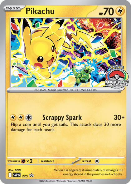 Pikachu - 225 (World Championship 2025), SV: Scarlet & Violet Promo Cards 225