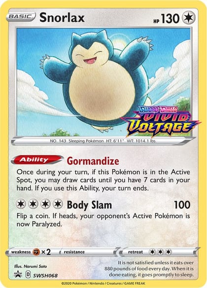 Snorlax - SWSH068 (Prerelease), SWSH: Sword & Shield Promo Cards SWSH068