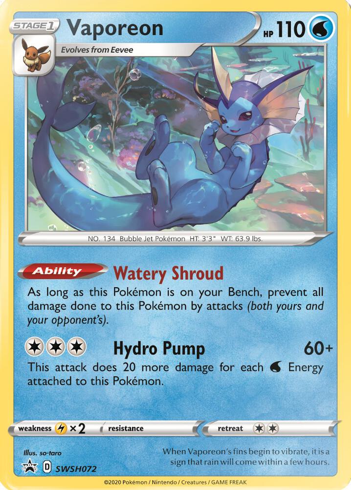 Vaporeon - SWSH072, SWSH: Sword & Shield Promo Cards SWSH072