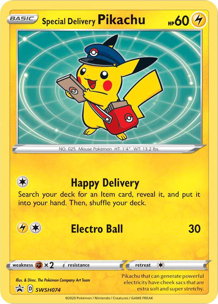 Special Delivery Pikachu - SWSH074, SWSH: Sword & Shield Promo Cards SWSH074