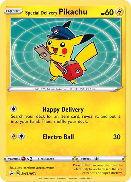 Special Delivery Pikachu - SWSH074, SWSH: Sword & Shield Promo Cards SWSH074