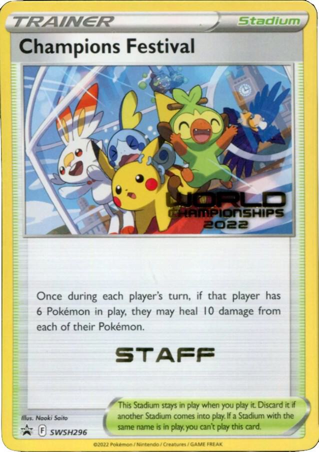 Champions Festival - SWSH296 (World Championships 2022) [Staff], SWSH: Sword & Shield Promo Cards SWSH296