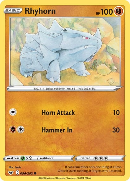 Rhyhorn (096), SWSH01: Sword & Shield Base Set 096/202