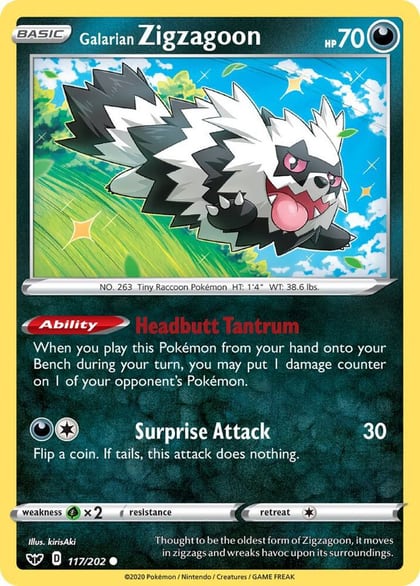 Galarian Zigzagoon, SWSH01: Sword & Shield Base Set 117/202