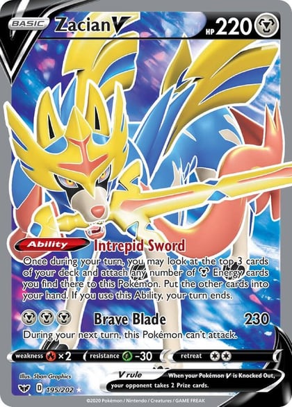 Zacian V (Full Art), SWSH01: Sword & Shield Base Set 195/202