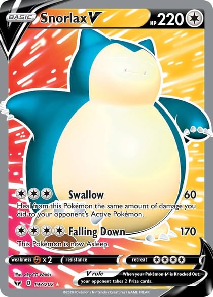 Snorlax V (Full Art), SWSH01: Sword & Shield Base Set 197/202