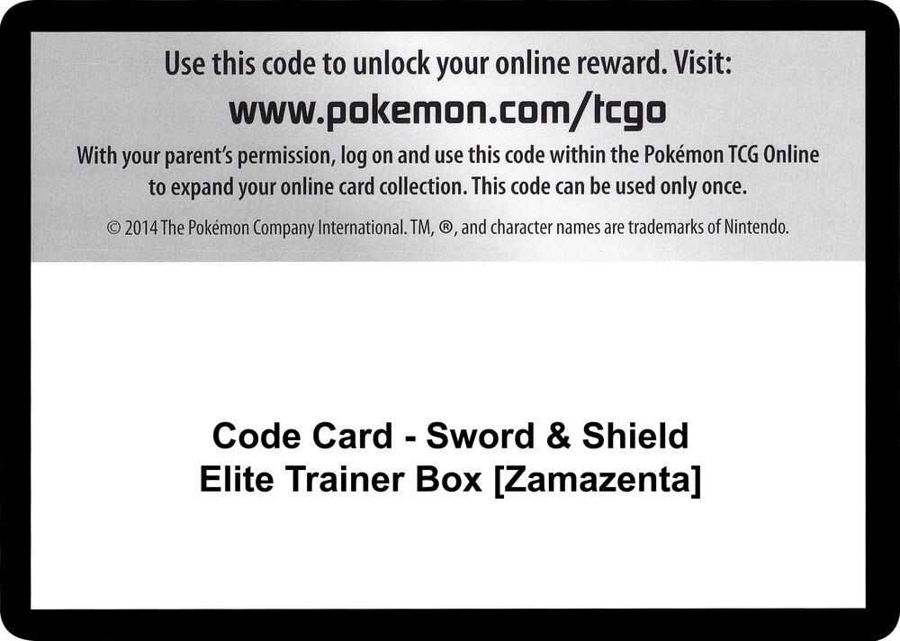 Code Card - Sword & Shield Elite Trainer Box [Zamazenta], SWSH01: Sword & Shield Base Set P251446