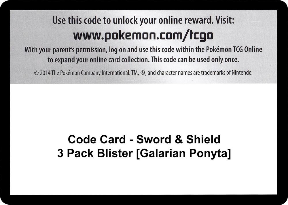 Code Card - Sword & Shield 3 Pack Blister [Galarian Ponyta], SWSH01: Sword & Shield Base Set P251448