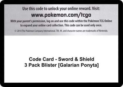 Code Card - Sword & Shield 3 Pack Blister [Galarian Ponyta], SWSH01: Sword & Shield Base Set P251448