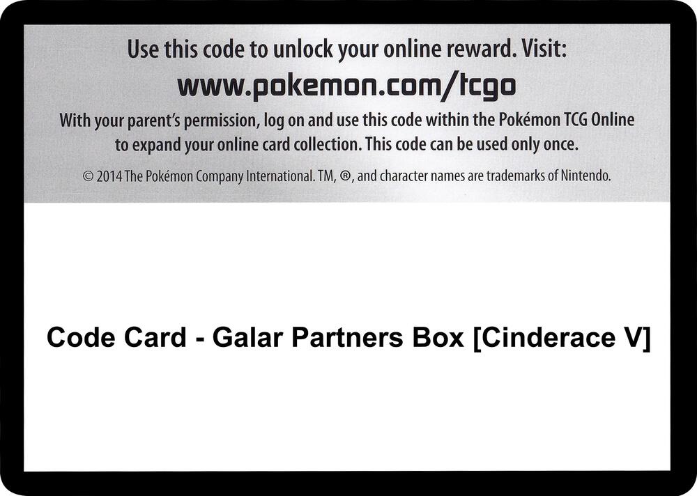 Code Card - Galar Partners Box [Cinderace V], SWSH01: Sword & Shield Base Set P251468