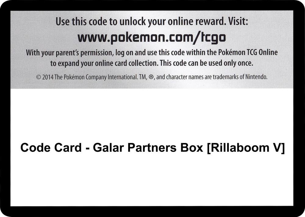 Code Card - Galar Partners Box [Rillaboom V], SWSH01: Sword & Shield Base Set P251470
