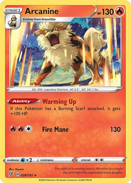 Arcanine, SWSH02: Rebel Clash 028/192