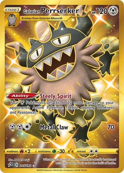 Galarian Perrserker (Secret), SWSH02: Rebel Clash 205/192