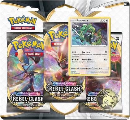 Rebel Clash 3 Pack Blister [Rayquaza], SWSH02: Rebel Clash P210568