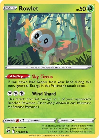 Rowlet, SWSH03: Darkness Ablaze 011/189