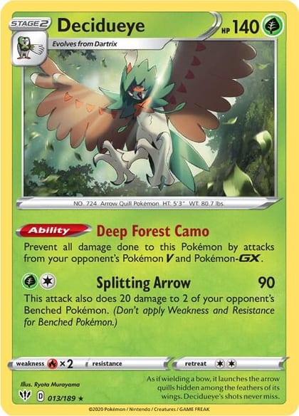 Decidueye, SWSH03: Darkness Ablaze 013/189