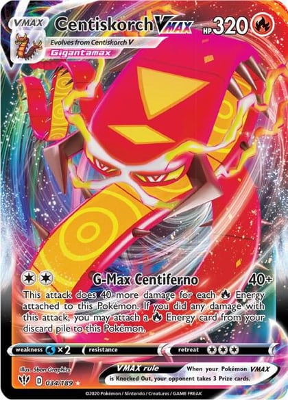 Centiskorch VMAX, SWSH03: Darkness Ablaze 034/189