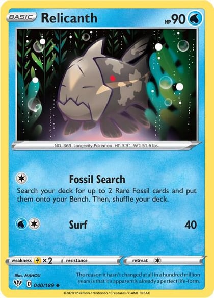 Relicanth, SWSH03: Darkness Ablaze 040/189