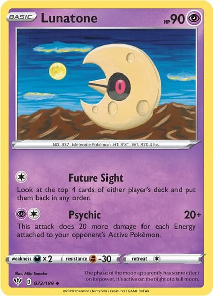 Lunatone, SWSH03: Darkness Ablaze 072/189