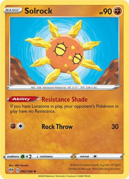 Solrock, SWSH03: Darkness Ablaze 092/189