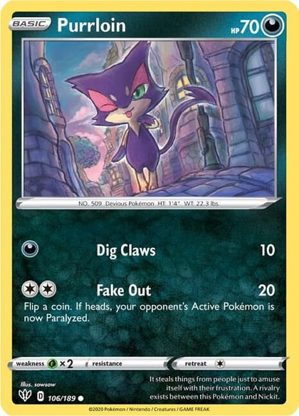 Purrloin, SWSH03: Darkness Ablaze 106/189