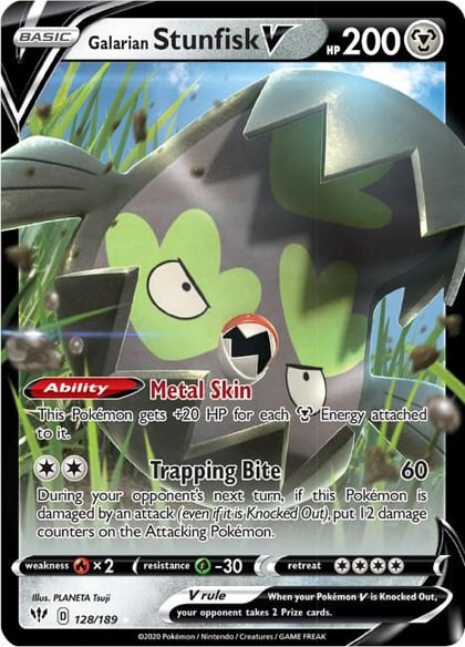 Galarian Stunfisk V, SWSH03: Darkness Ablaze 128/189