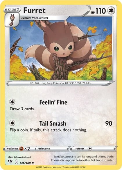 Furret, SWSH03: Darkness Ablaze 136/189