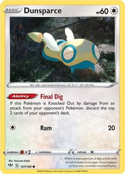 Dunsparce, SWSH03: Darkness Ablaze 137/189
