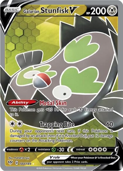 Galarian Stunfisk V (Full Art), SWSH03: Darkness Ablaze 184/189