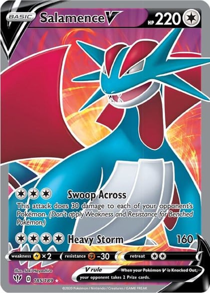 Salamence V (Full Art), SWSH03: Darkness Ablaze 185/189