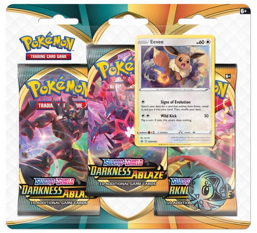 Darkness Ablaze 3 Pack Blister [Eevee], SWSH03: Darkness Ablaze P216857